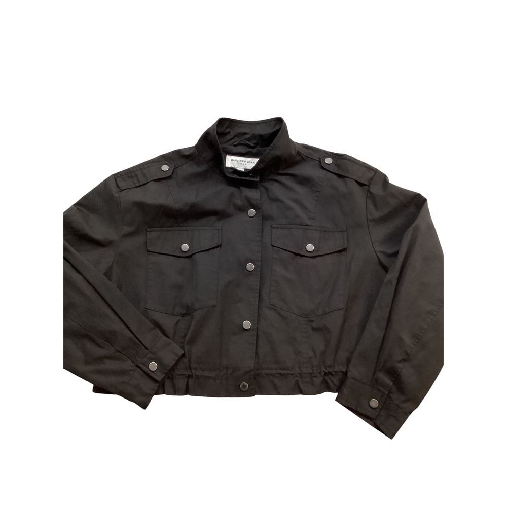 MARC NEW YORK JEANS Black Cropped Utility Jacket Women's Size Medium Snap Front